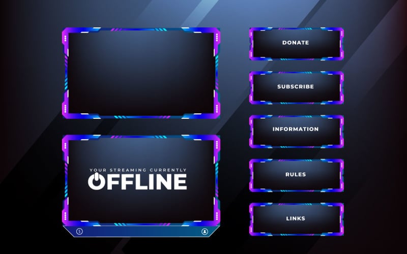 Streaming overlay border design vector - TemplateMonster