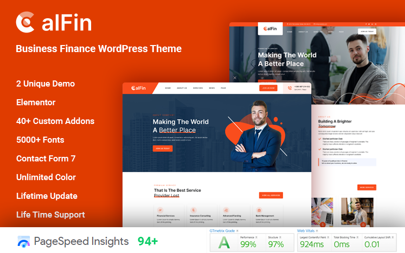 Calfin – тема WordPress для бізнес-фінансів і консалтингу
