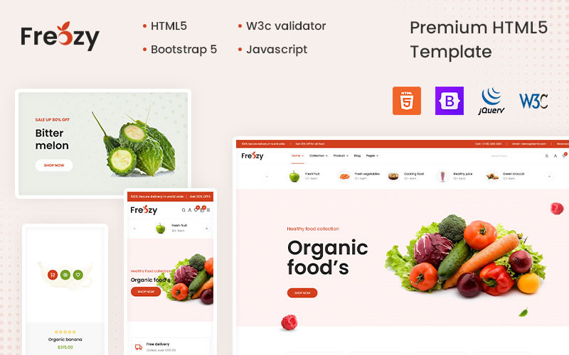 Freozy - Modelo HTML5 de Legumes e Supermercado