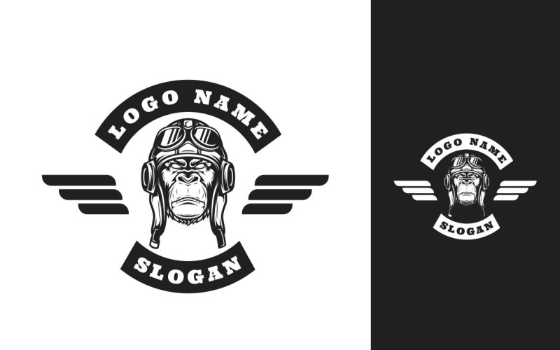 Графічний дизайн логотипу літака шимпанзе