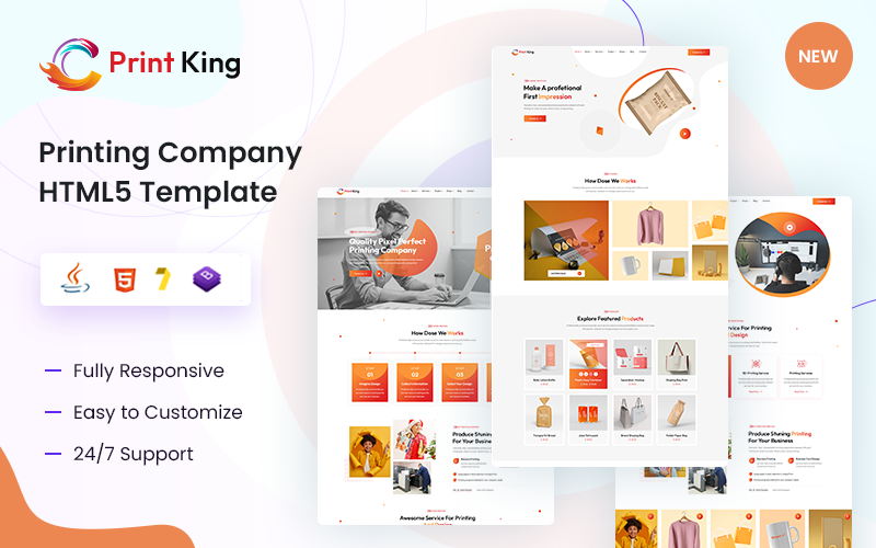 Шаблон сайта Bootstrap HTML5 для типографии и дизайнерских услуг Print-King