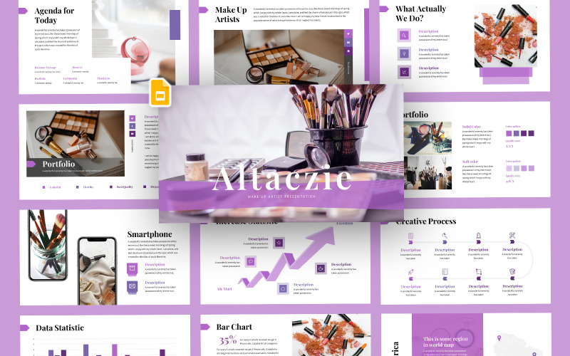 Plantilla de diapositivas de Google de maquillaje de belleza Altaczie