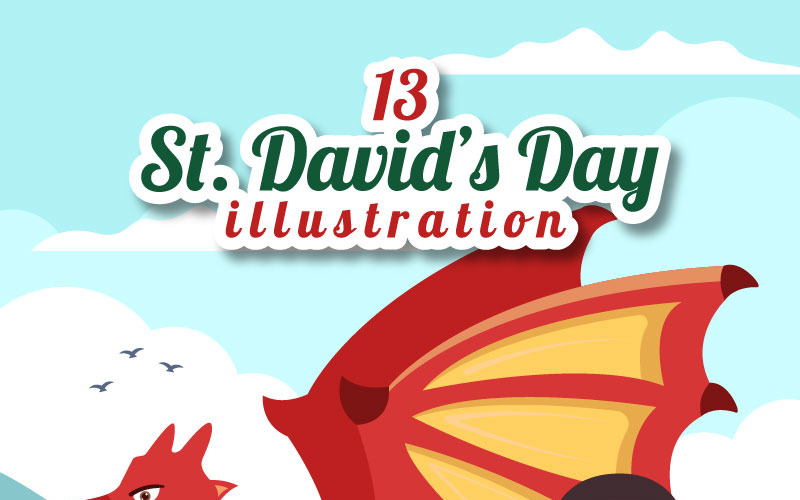 13 Šťastný den svatého Davida ilustrace