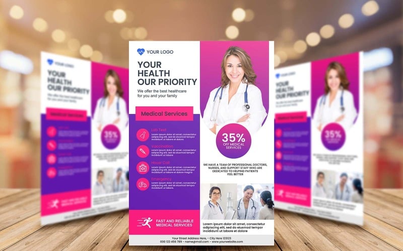 Conception de modèle de flyer de service médical 1