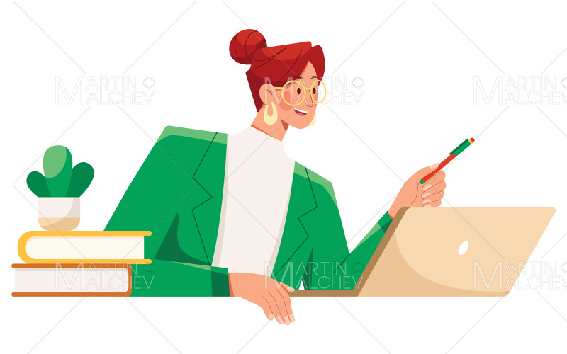Donna di affari che fa l'illustrazione di vettore di presentazione