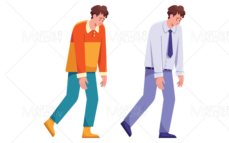 Sentirse abajo y deprimido Vector Ilustración