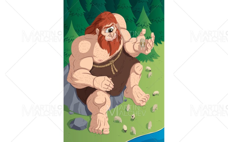 Zyklop und Schaf-Vektor-Illustration