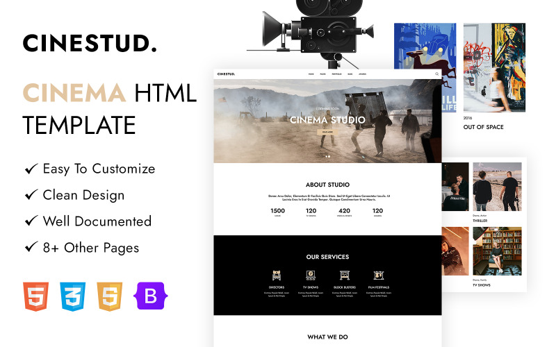 Cinestud – HTML5-шаблон веб-сайту про кіно та кіно