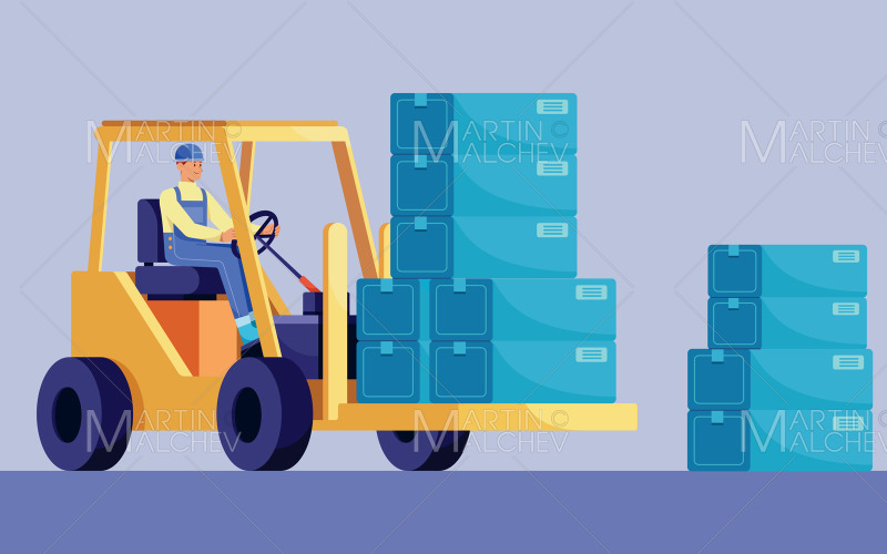 Ilustración de vector de operador de carretilla elevadora