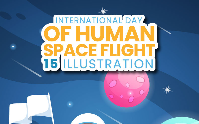 15. Internationaler Tag der bemannten Raumfahrt Illustration