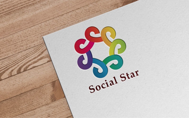 Шаблон цифрового логотипа Social Star