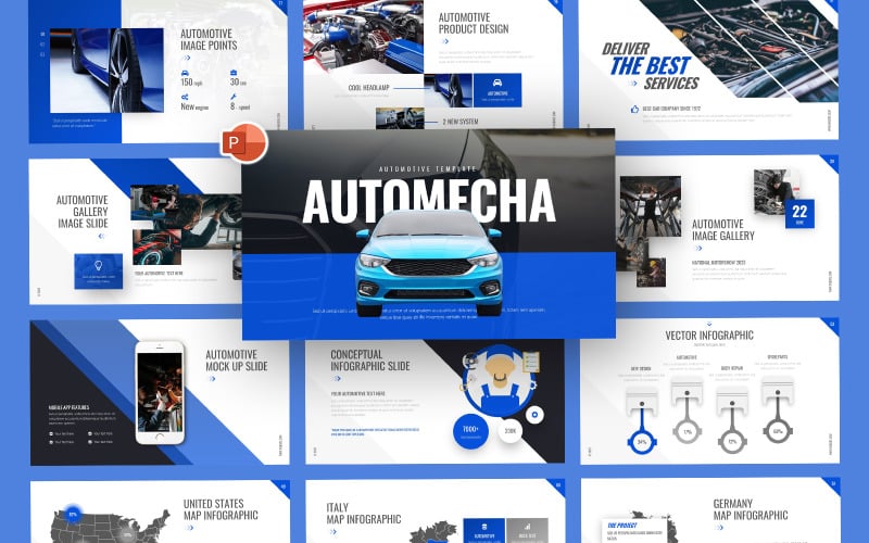 AutoMecha Автомобильная Шаблоны презентаций PowerPoint