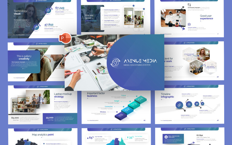 Avenue Media Finanzen PowerPoint-Vorlage