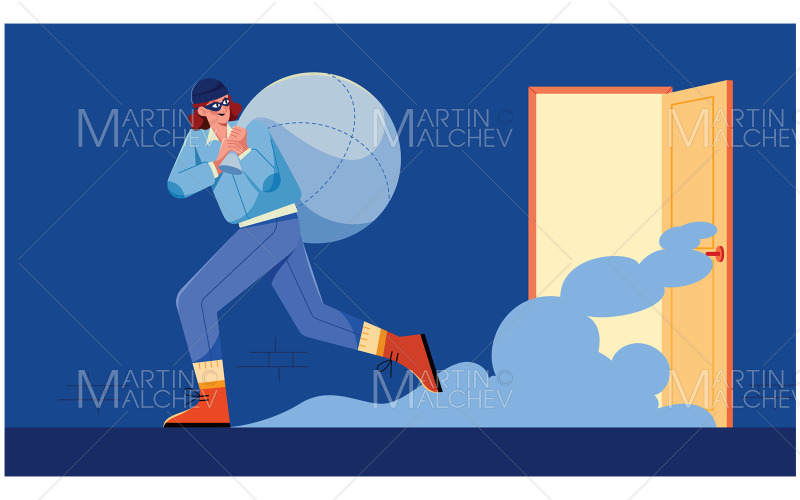 Ilustração vetorial de ladrão no trabalho