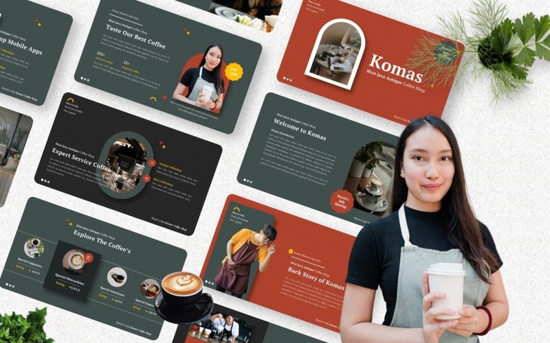Komas - Kahve Dükkanı Powerpoint Şablonu