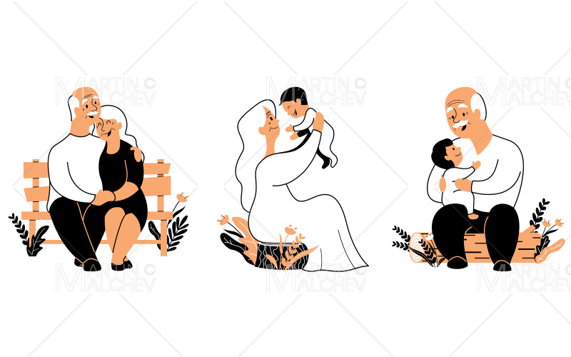 personas mayores, conjunto, vector, ilustración