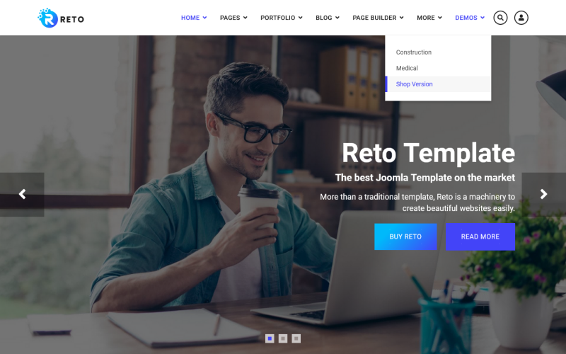Reto - 响应式多用途 Joomla 4、5 和 6 模板，带页面构建器
