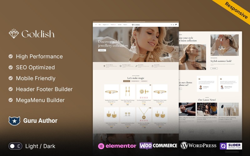 Goldish - sklep z biżuterią oraz modą i imitacjami WooCommerce Elementor Responsywny motyw