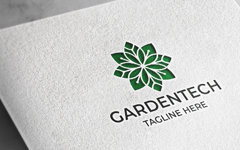Modello di logo di tecnologia del giardino