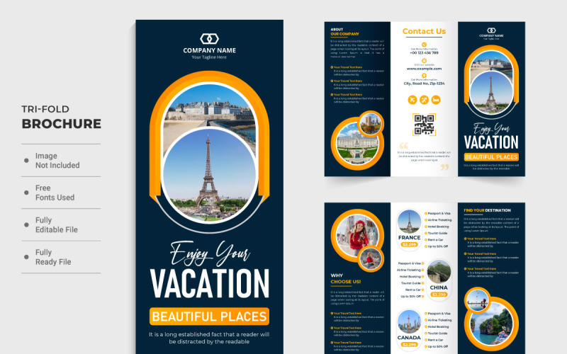 Brochure à trois volets pour les agences de voyages et d'excursions