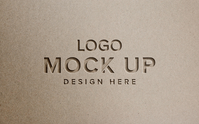 Logotypmodell med präglad effekt med utskuren pappersstrukturbakgrund