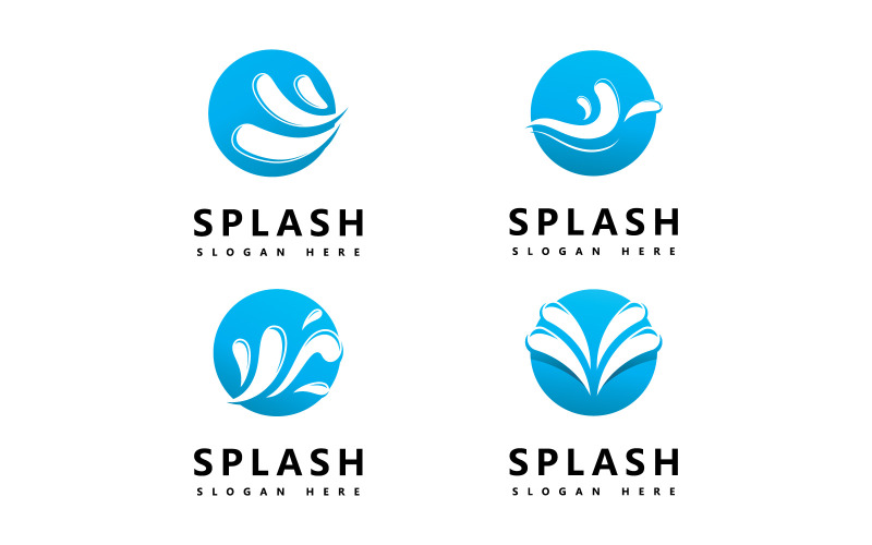 Simbolo e icona Splash dell'onda d'acqua Logo Template vector V14