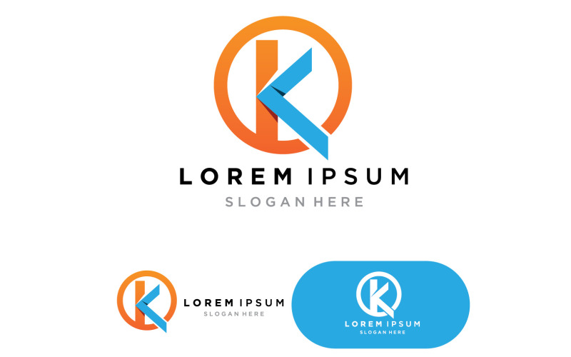 Modello di progettazione dell'illustrazione dell'icona del logo K v5