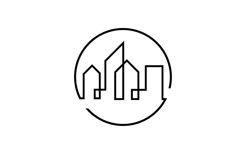 Logo-Vorlage für moderne Strichzeichnungen Stadtdesign v9