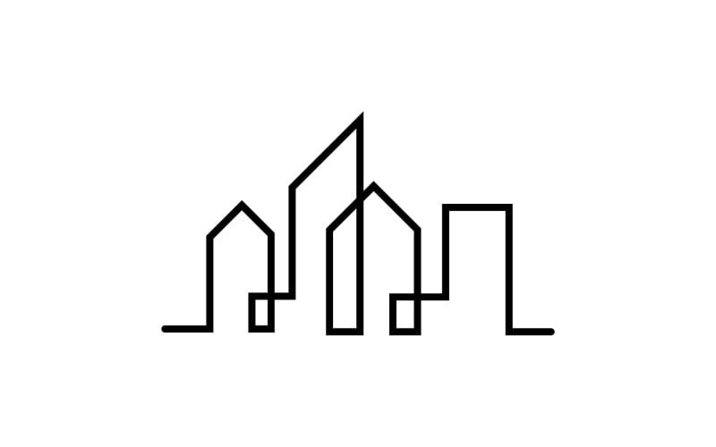 Nowoczesna grafika liniowa szablon logo projektu miasta v4
