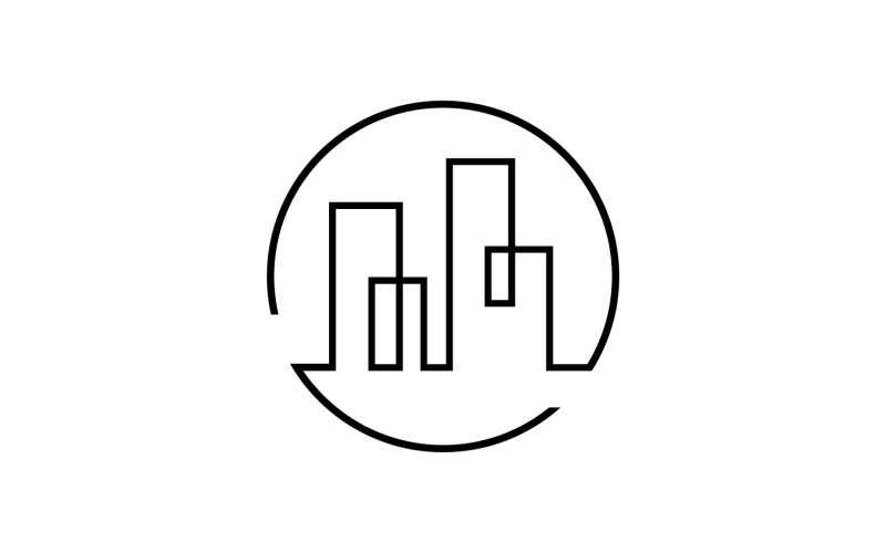 Plantilla de logotipo de diseño de ciudad de arte de línea moderna v7
