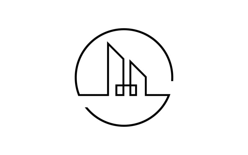 Plantilla de logotipo de diseño de ciudad de arte de línea moderna v8