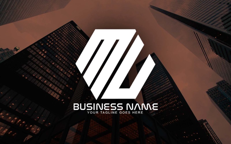 Design de logotipo profissional com letra MU poligonal para sua empresa - identidade de marca