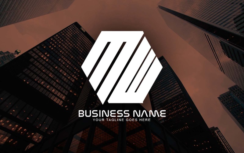 Design poligonal profissional do logotipo da letra MW para o seu negócio - identidade da marca