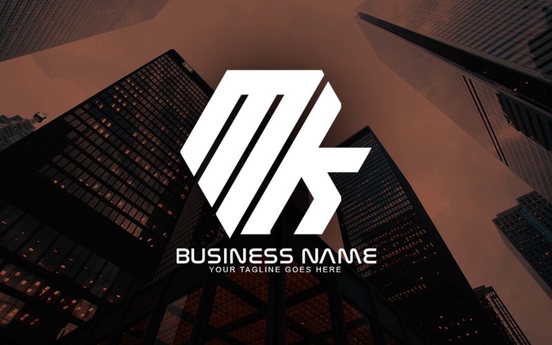 Diseño de logotipo de letra MK poligonal profesional para su negocio: identidad de marca