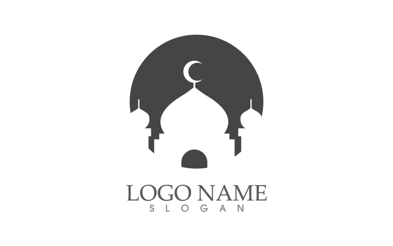Modèle de conception d'illustration de vecteur de logo de mosquée musulmane v3