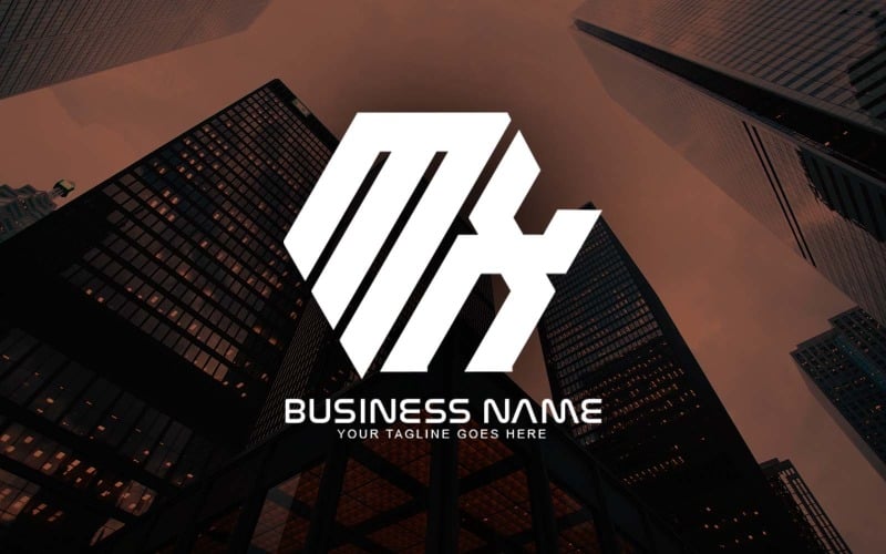 Profesjonalny wielokątny projekt logo litery MX dla Twojej firmy - tożsamość marki