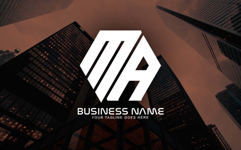 Professional Polygonal MA Letter Logo Design For Your Business - Brand Identity