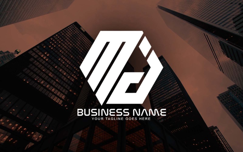 Professionell polygonal MJ Letter-logotypdesign för ditt företag - varumärkesidentitet