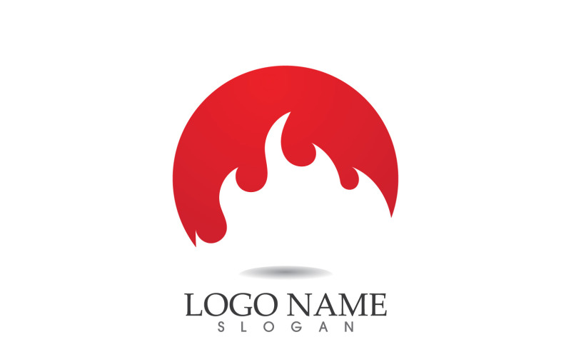 Logotipo e símbolo de fogo com ilustração vetorial de design de