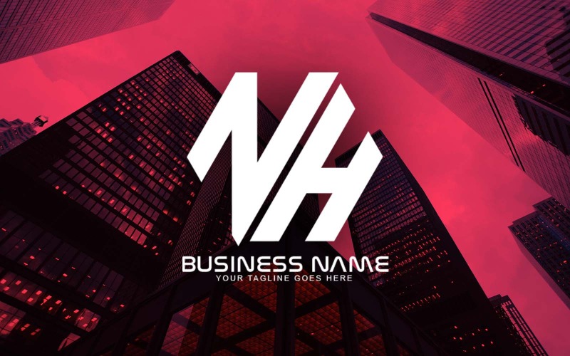 Création de logo de lettre NH polygonale professionnelle pour votre entreprise - Identité de marque