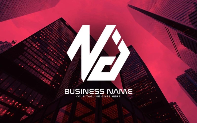 Design poligonal profissional do logotipo da letra NJ para o seu negócio - identidade da marca