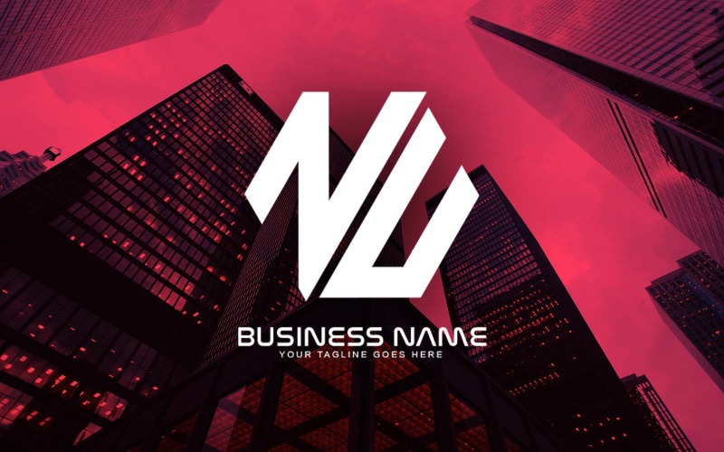 Diseño de logotipo de letra NU poligonal profesional para su negocio - Identidad de marca