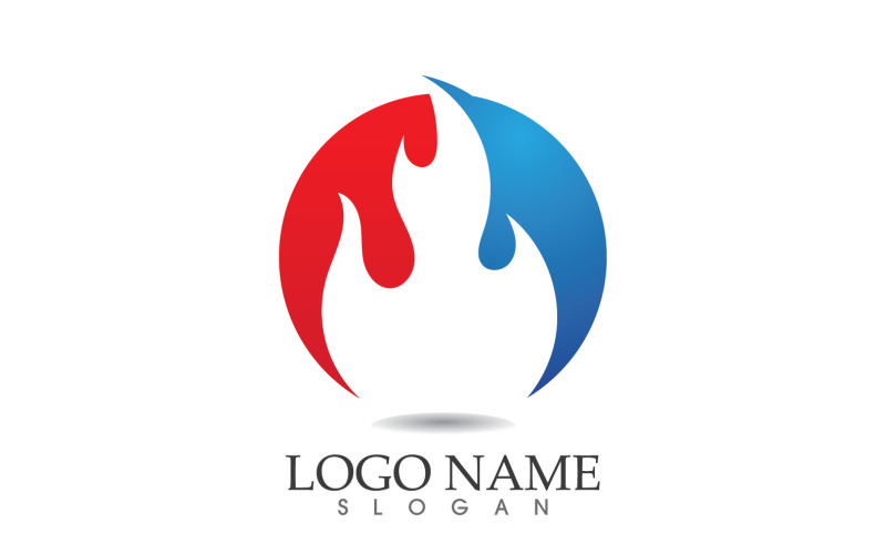 Logotipo e símbolo de fogo com ilustração vetorial de design de