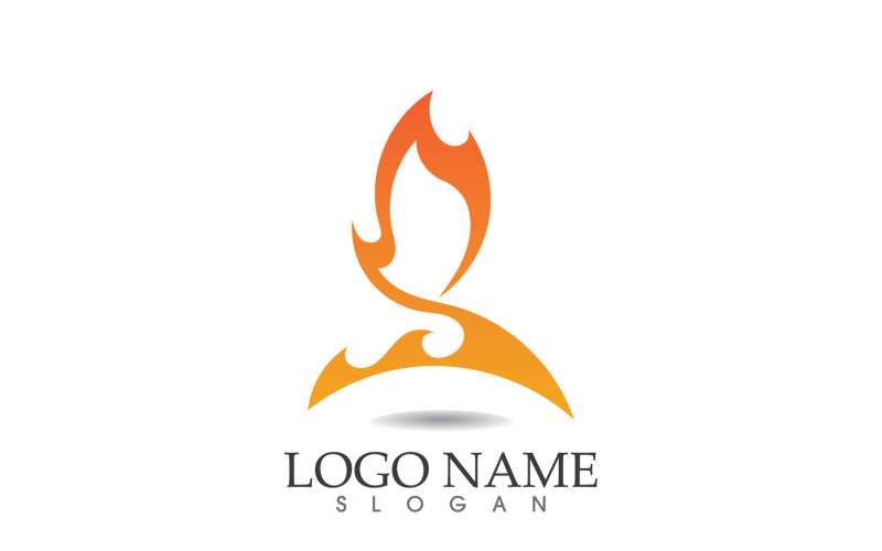 Logotipo e símbolo de fogo com ilustração vetorial de design de