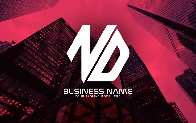 Professioneel veelhoekig ND-letterlogo-ontwerp voor uw bedrijf - merkidentiteit