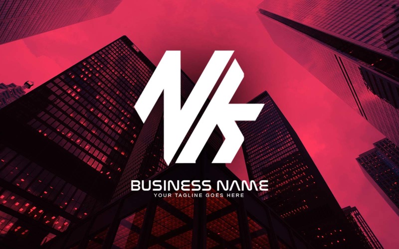 Diseño de logotipo de letra NK poligonal profesional para su negocio - Identidad de marca
