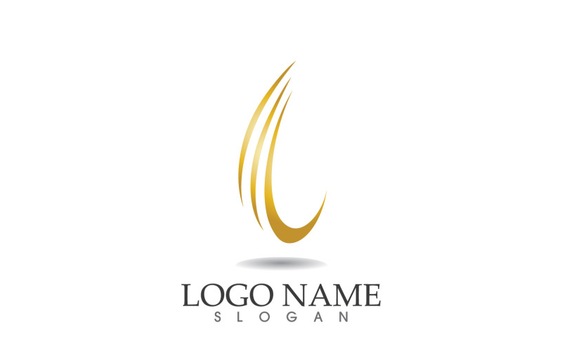 Haar golf gouden lijn logo vector sjabloonontwerp v2