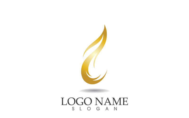 Conception de modèle de vecteur de logo de ligne d'or de vague de cheveux v12