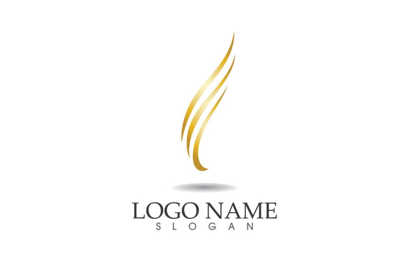 Conception de modèle de vecteur de logo de ligne d'or de vague de cheveux v26