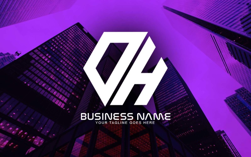 Création de logo de lettre OH polygonale professionnelle pour votre entreprise - Identité de marque